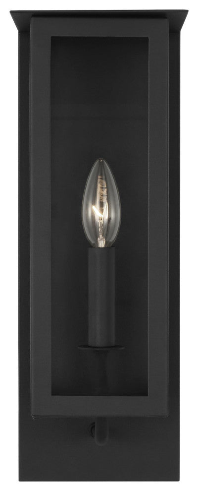 Dresden Casual 1-Light Outdoor Exterior Lantern Sconce Light, Textured Black