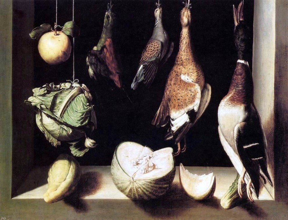Juan Sanchez Cotan Still-Life with Game Fowl - 21" x 28" Premium Canvas Print