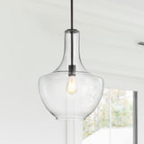 Watts 10.5" Glass, Metal LED Pendant, Oil Rubbed Bronze/Clear, Width: 13.25"