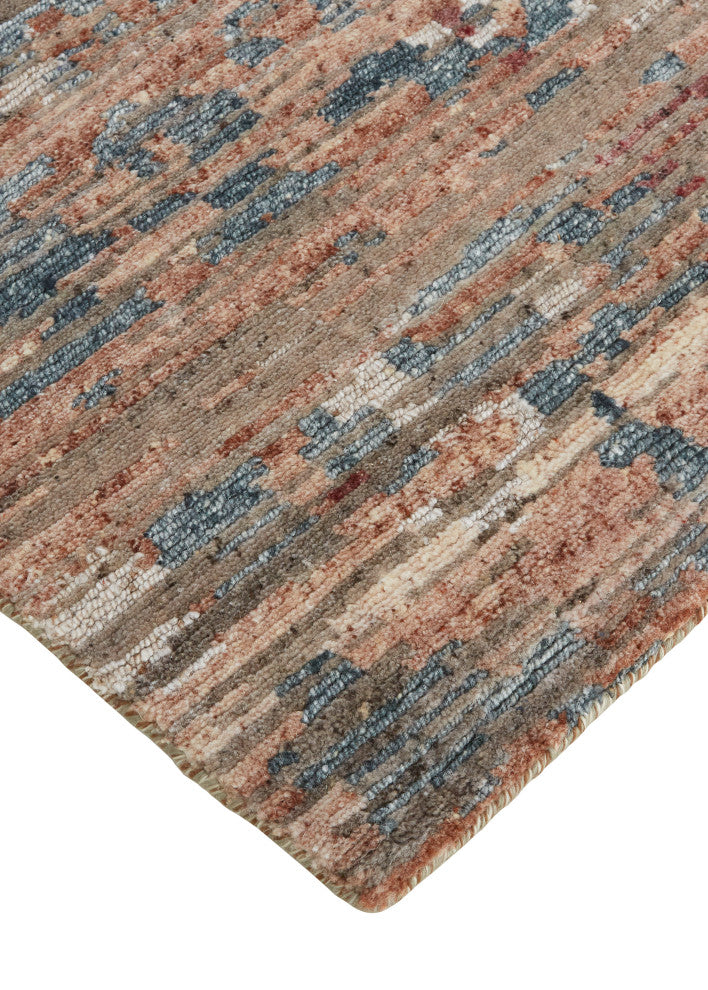 Weave & Wander Clarkson Rug, Copper/Blue/Henna, 2ft-6in x 8ft Runner