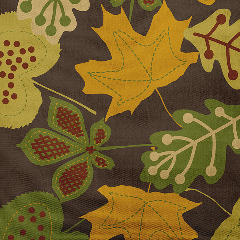 16" x 16" Fall Leaves Decorative Throw Pillow, Green