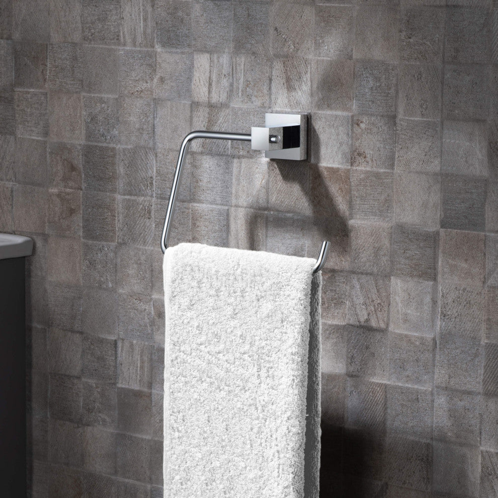 Cube Bathroom Towel Ring, Chrome