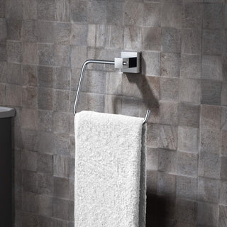 Cube Bathroom Towel Ring, Chrome