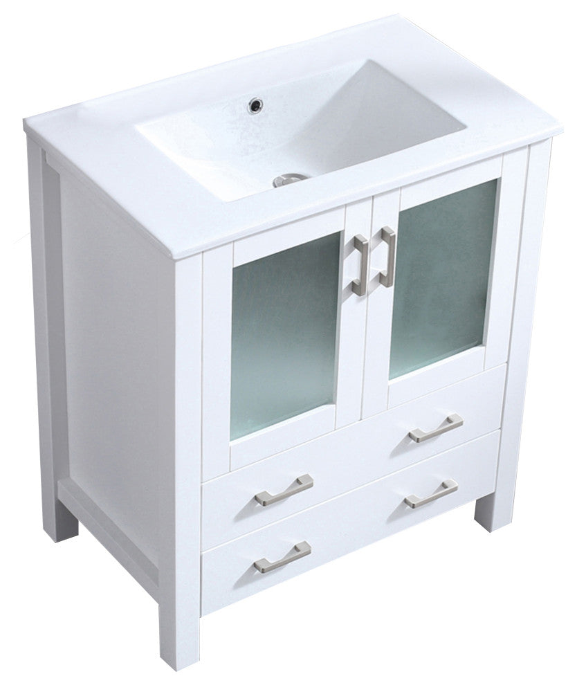 Volez 30" Single Bathroom Vanity Cabinet Integrated Top Integrated Square Sink