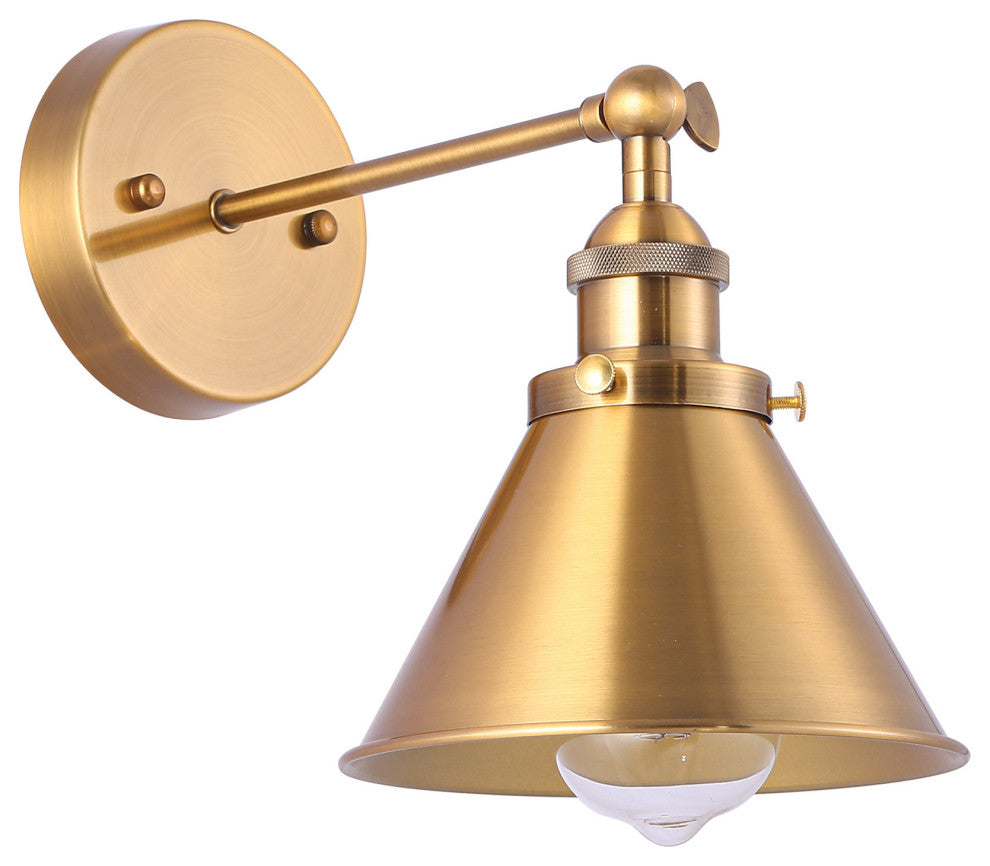 1-Light Industrial Wall Sconce With Cone Shade Metal