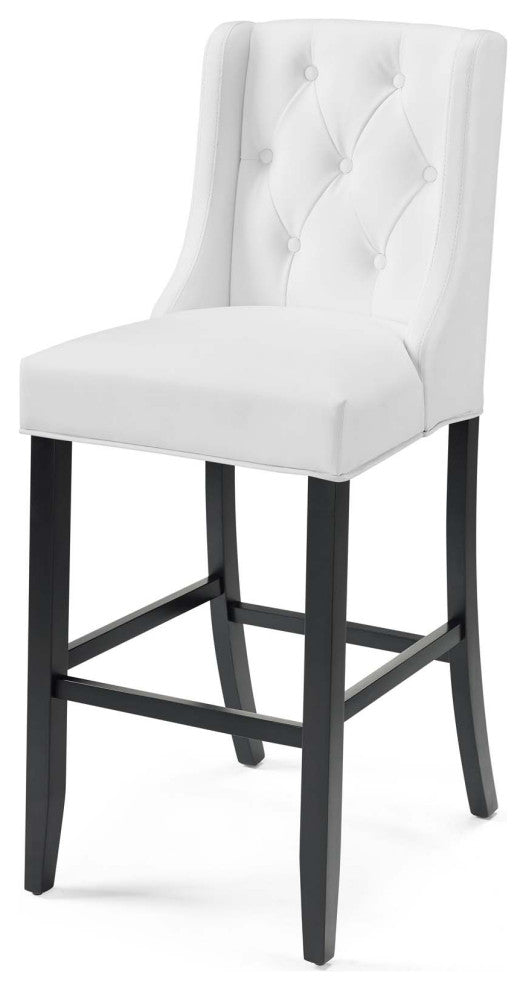 Bar Stool Chair Barstool, Set of 2, Faux Leather, Wood, White, Modern, Bar Pub
