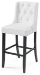 Bar Stool Chair Barstool, Set of 2, Faux Leather, Wood, White, Modern, Bar Pub