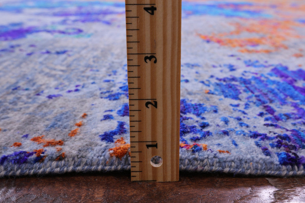 Handmade Abstract Wool and Silk Rug 9' 1" X 12' 0" Q11857