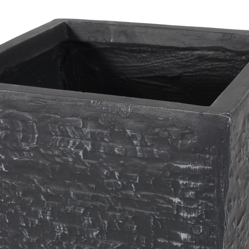 Leiman Outdoor Large and Small Cast Stone Planters, Set of 2