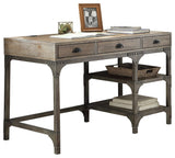 Desk with 3 Drawers, Weathered Oak and Antique Silver