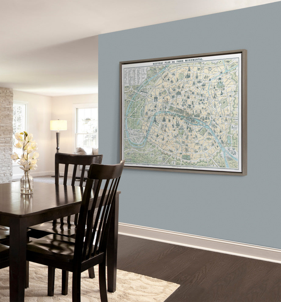 Sylvie Paris Monumental Map Canvas by Corinna Buchholz of Piddix, Gray 28x38