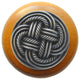 Classic Weave Maple Wood Knob, Antique-Style Pewter