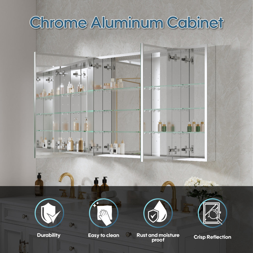Recessed/Surface Mount Bathroom Medicine Cabinet, Reverse Installation, 64"x30"-