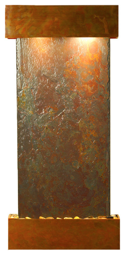 Cascade Springs Water Fountain, Multi-Color Slate, Rustic Copper, Square