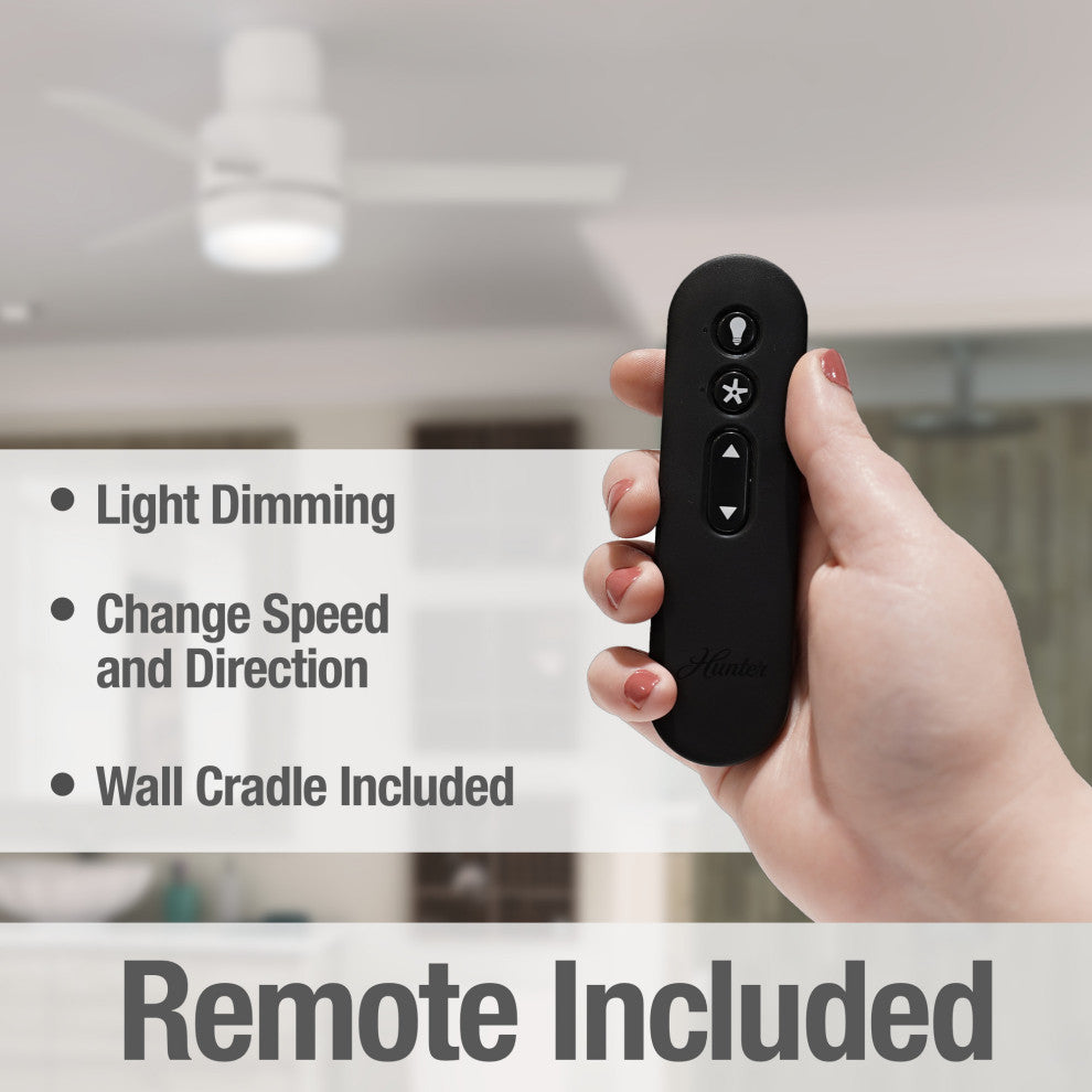 Hunter 44" Gimour Matte White Ceiling Fan, LED Light and Remote Control