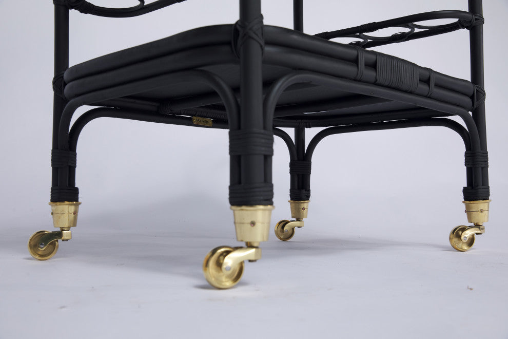 Carlo Rattan Bar Cart - Black