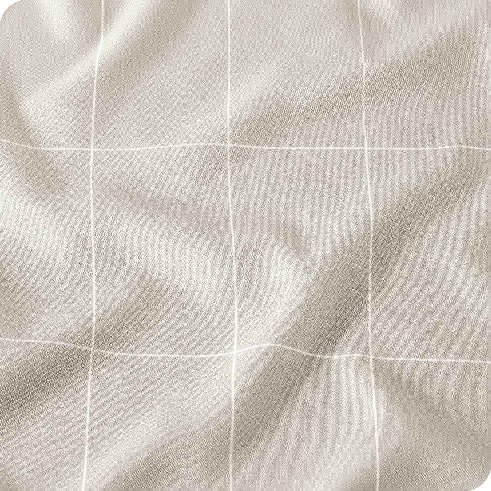 1800 Microfiber Printed Sheet Set, Grid - Stone/White, Split King