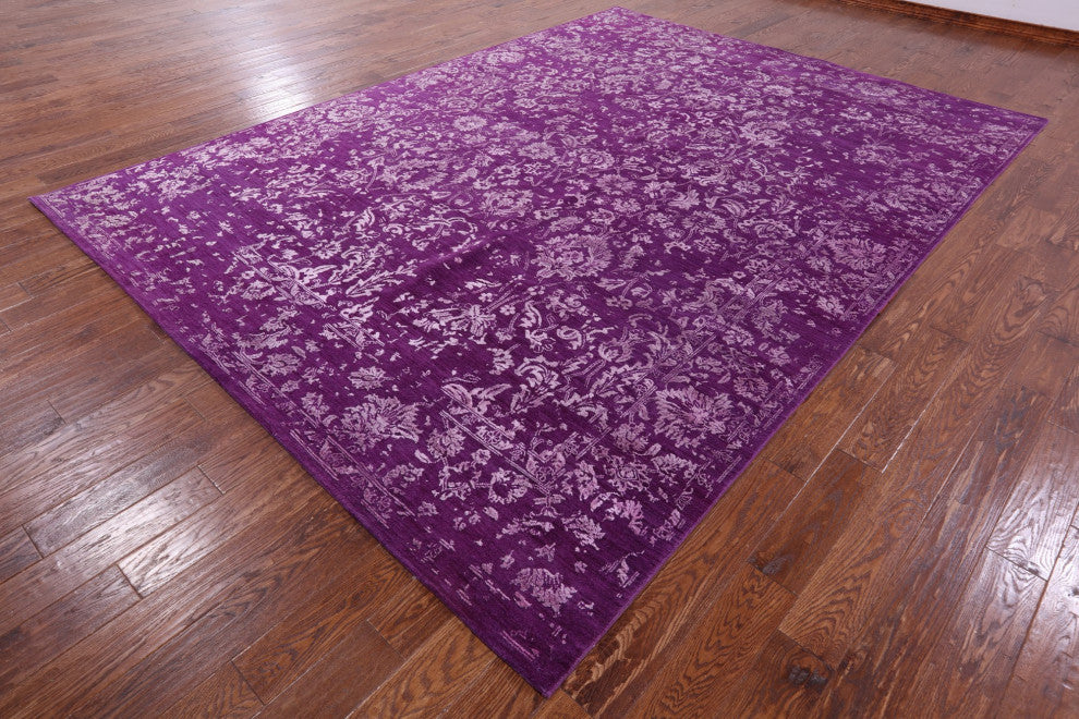 8' 11" X 12' 3" Persian Wool and Silk Hand Knotted Rug Q11762