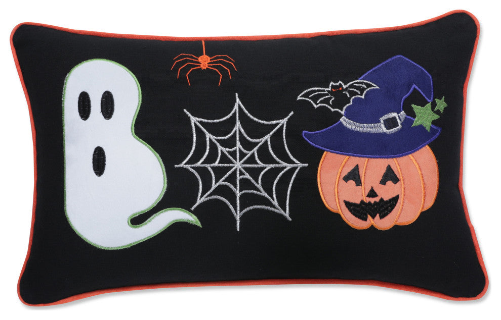 Indoor Boo Friends Black Rectangular Throw Pillow Cover
