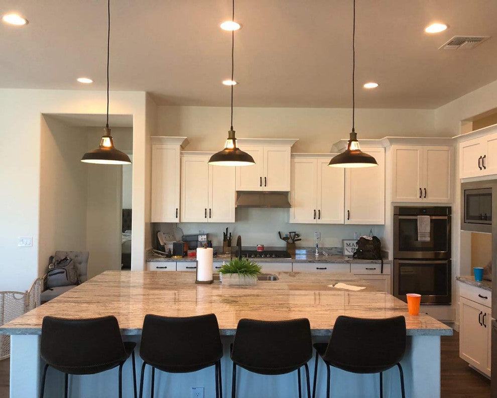 Florence Black Barn Pendant Light Loft Fixture, 12.2", 3-Pack