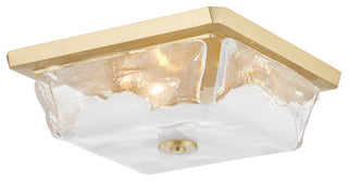Hines 3-Light Flush Mount, Aged Brass, Piastra With White Glass Shade