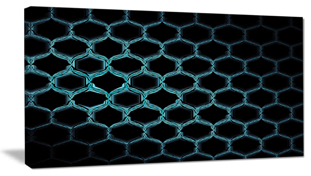 Honeycomb Fractal Gold Hex Pixel, Abstract Art on Canvas, 40x20