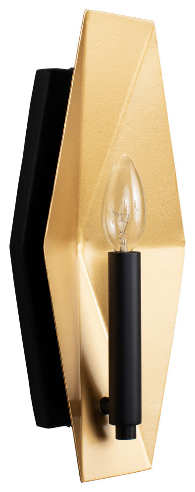 .-     Malone 1-Lt Sconce - Matte Black/French Gold