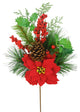 26" Christmas Poinsettia Berry Pinecone and Holly Leaf Spray
