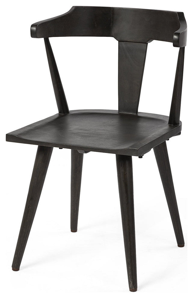 Black Mid Century Sleek Wooden Dining Chair