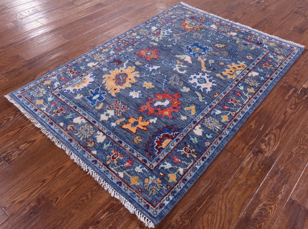 4' 2" X 6' 1" Turkish Oushak Hand Knotted Wool Rug - Q15373