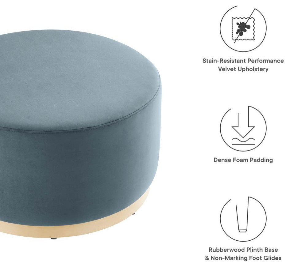 Tilden Large 29 Round Performance Velvet Upholstered Ottoman