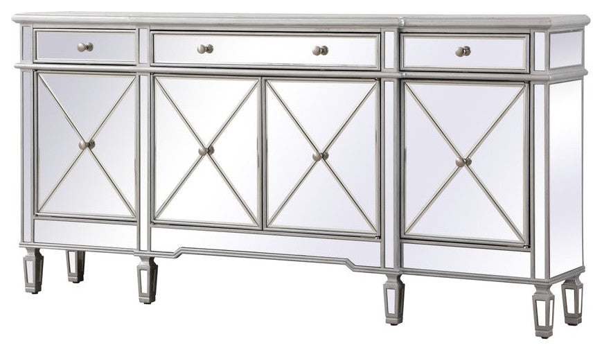 Cosmo 72" Mirrored Credenza, Silver