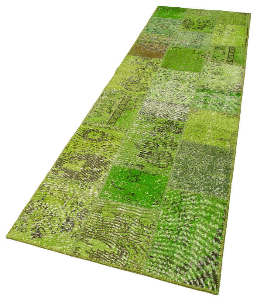 Rug N Carpet - Hand-Knotted Turkish 2' 10" x 9' 10" Vintage Patchwork Runner Rug