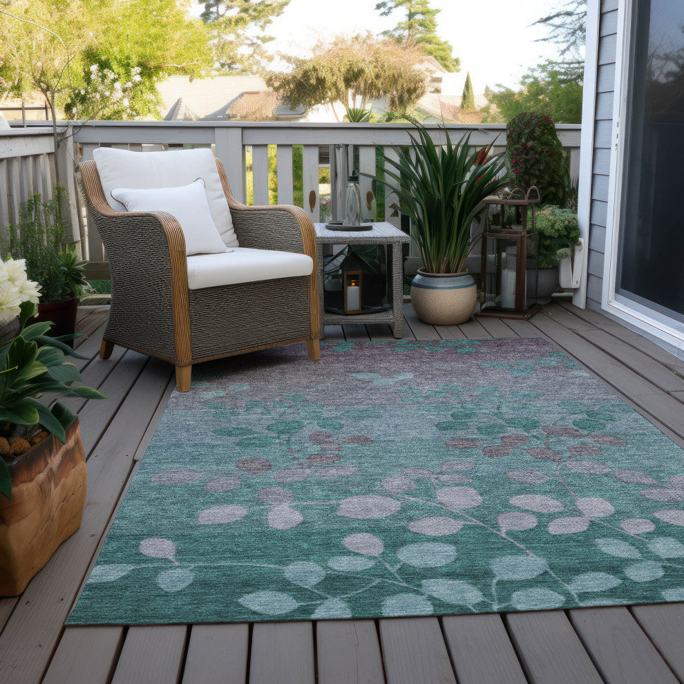 Machine Washable Indoor/Outdoor Chantille ACN1900 Teal 8' x 10' Rug