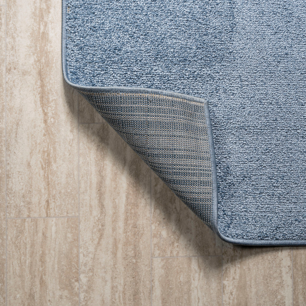 Haze Solid Low-Pile Classic Blue 2 ft. x 12 ft. Runner Rug