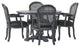 Ardyce French Country Fabric Upholstered Wood and Cane 5-Piece Dining Set, Gray/Black