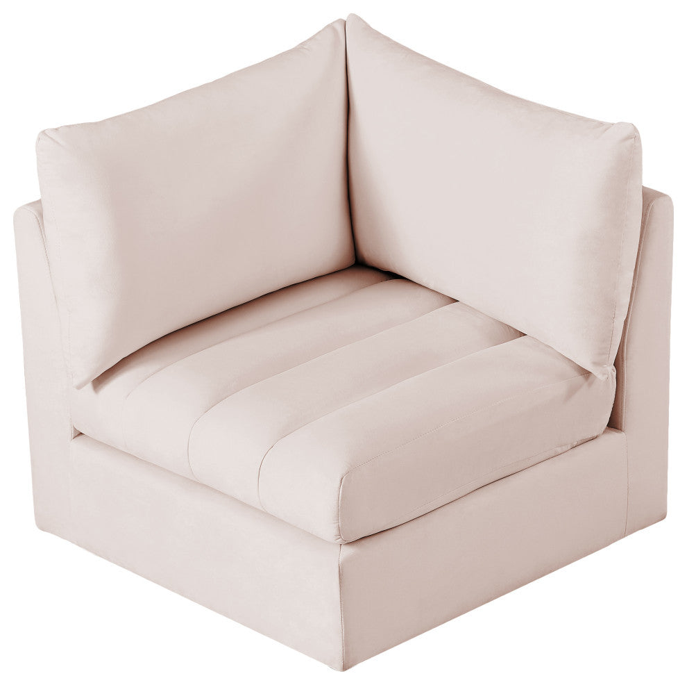 Jacob Velvet Upholstered Modular Corner Chair, Pink