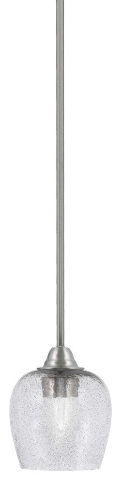 Paramount 1-Light Mini Pendant, Brushed Nickel, 6" Smoke Bubble Glass