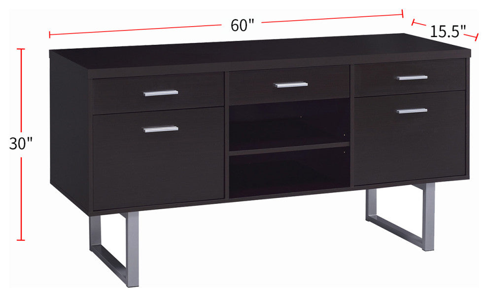 5-Drawer Desk With Adjustable Shelf, Cappuccino
