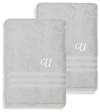 Denzi Bath Sheets With Monogrammed Letter, Set of 2, U
