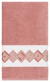 Linum Home Textiles Noah Embellished, Tea Rose, Bath Towel, Single