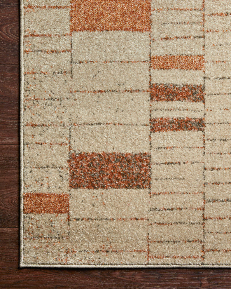 Loloi II Bowery BOW-02 Tangerine, Taupe Sample Swatch