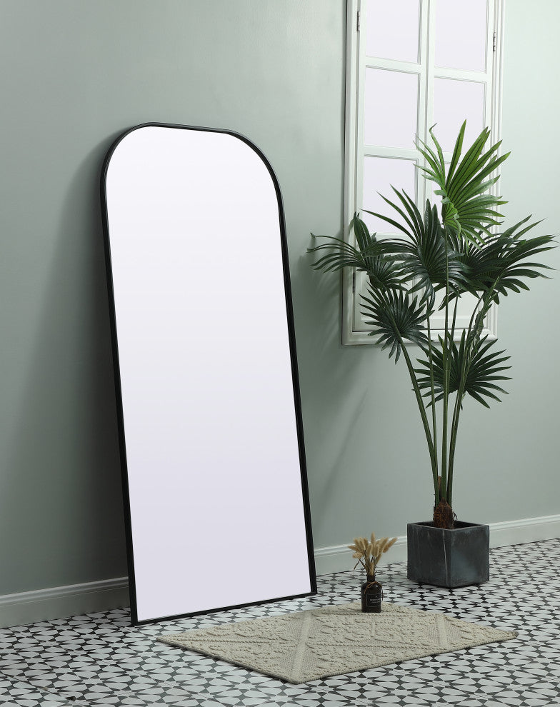 Metal Frame Arch Full Length Mirror 32X66 Inch, Black