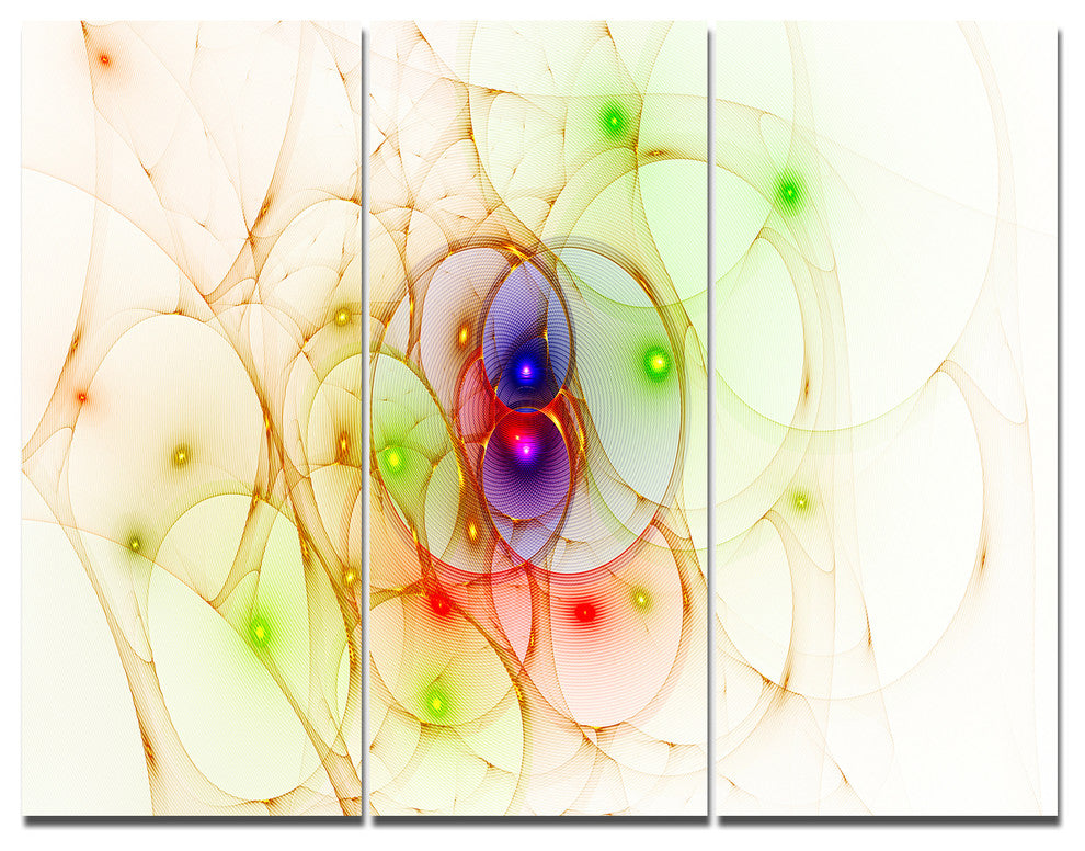 Spherical Colorful Fractal Design, Abstract Wall Art Canvas, 36x28, 3 Panels