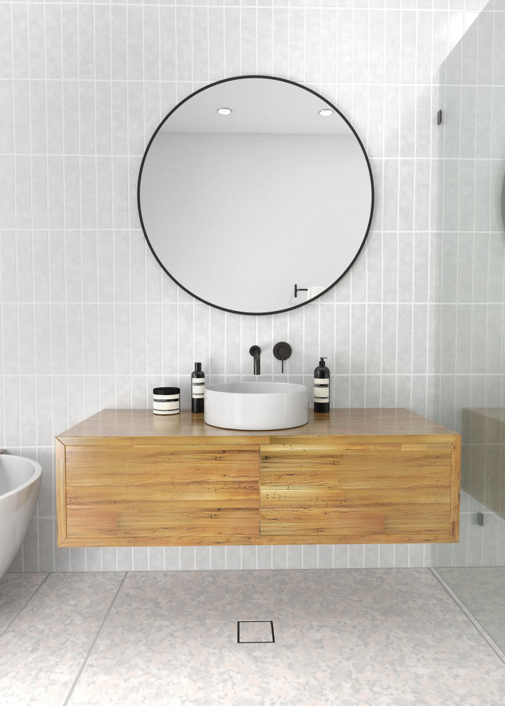 Round Black 36" Stainless Steel Framed Mirror, Black