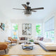 Crystal Ceiling Fan with Remote 5 Blades 52Inch, Black