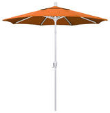 7.5' Matted White Push-Button Tilt Crank Aluminum Umbrella, Tuscan Pacifica