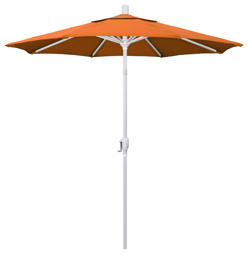 7.5' Matted White Push-Button Tilt Crank Aluminum Umbrella, Tuscan Pacifica