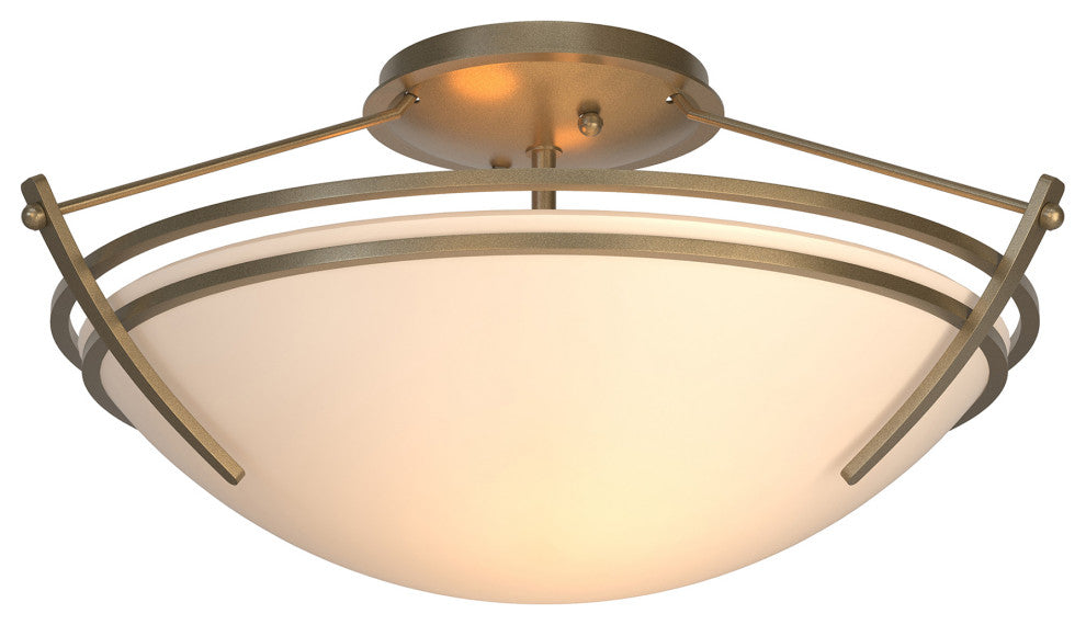 Presidio Tryne Short Semi-Flush, Soft Gold Finish, Opal Glass