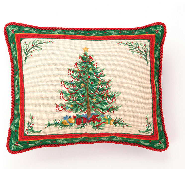 Classic Christmas With Berry NeedlePoint Pillow